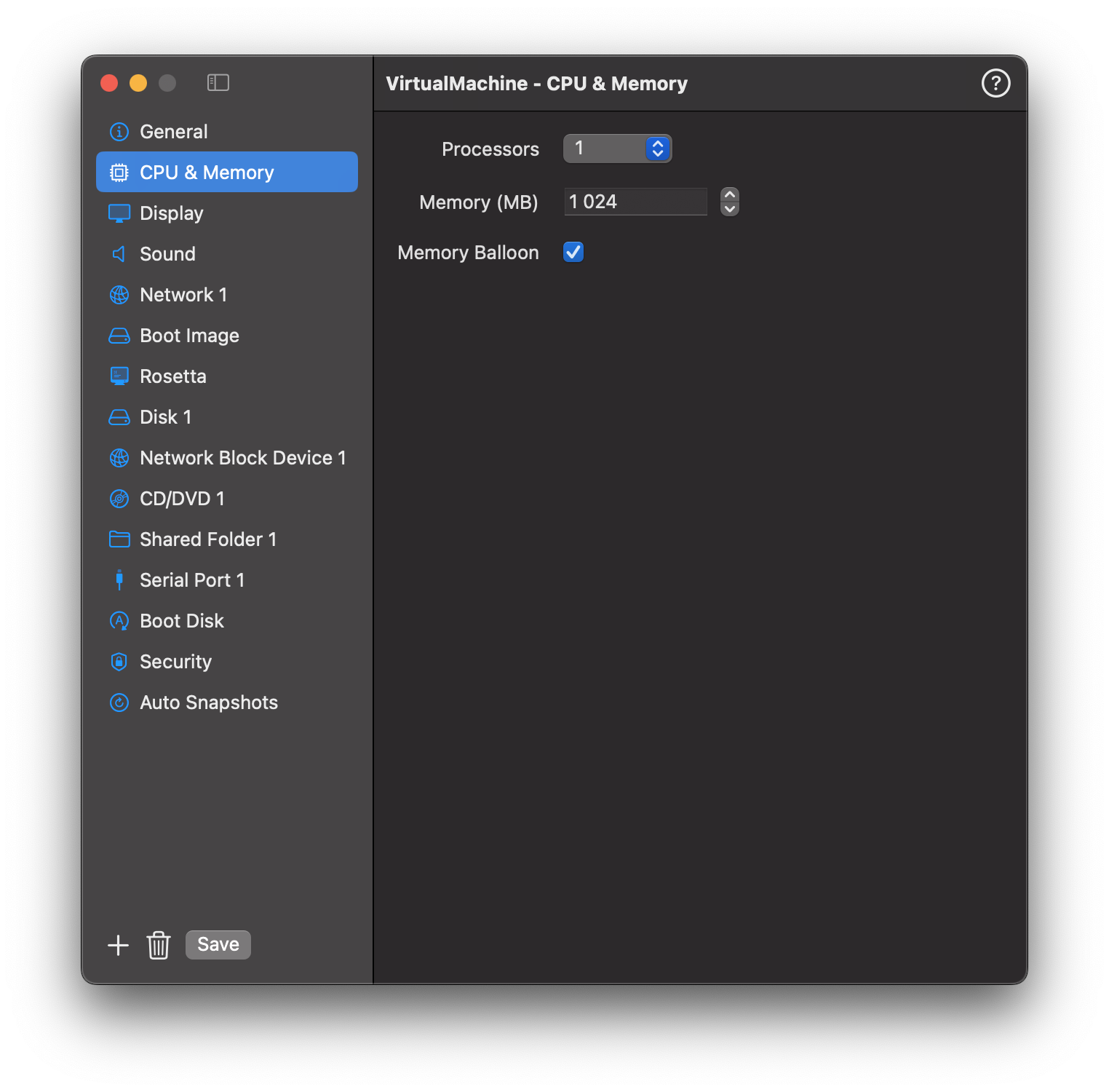 CPU & Memory Section