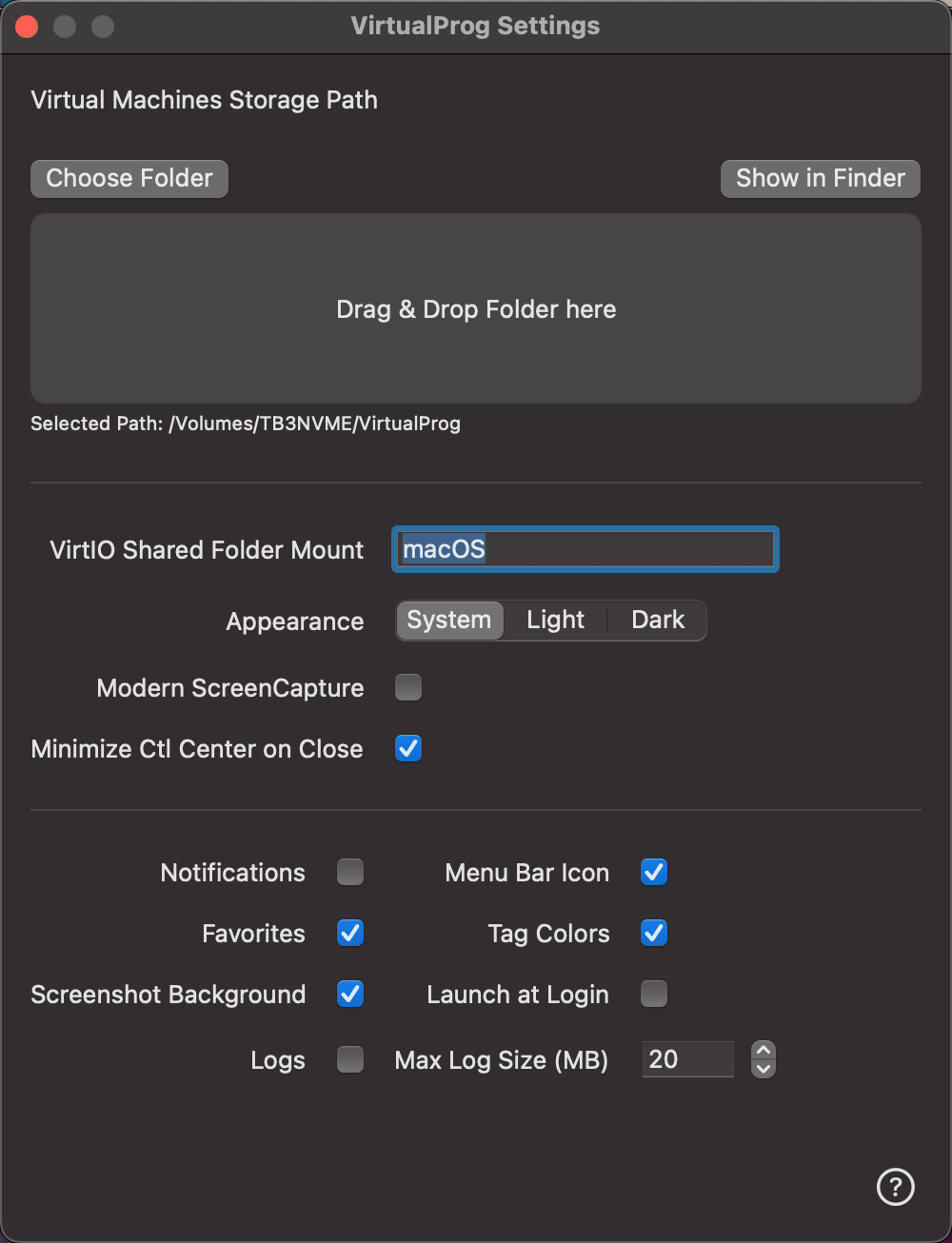 Settings Window