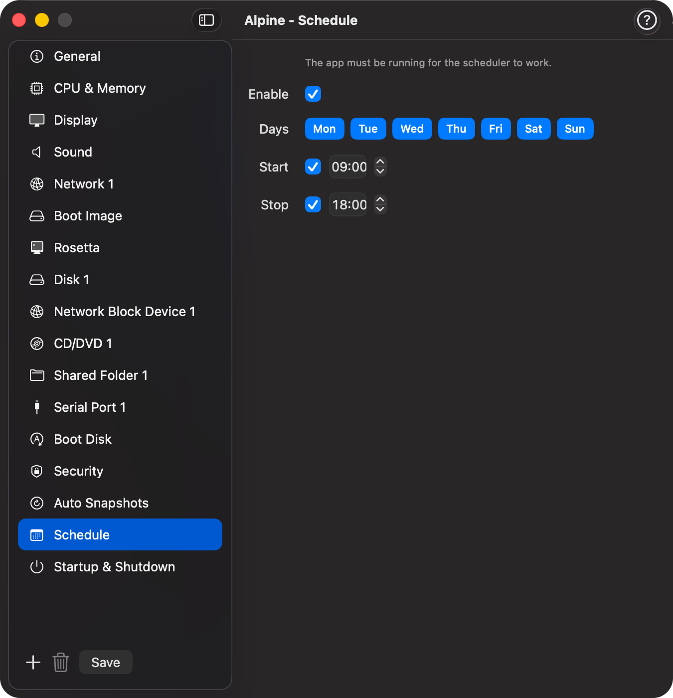 Schedule Section