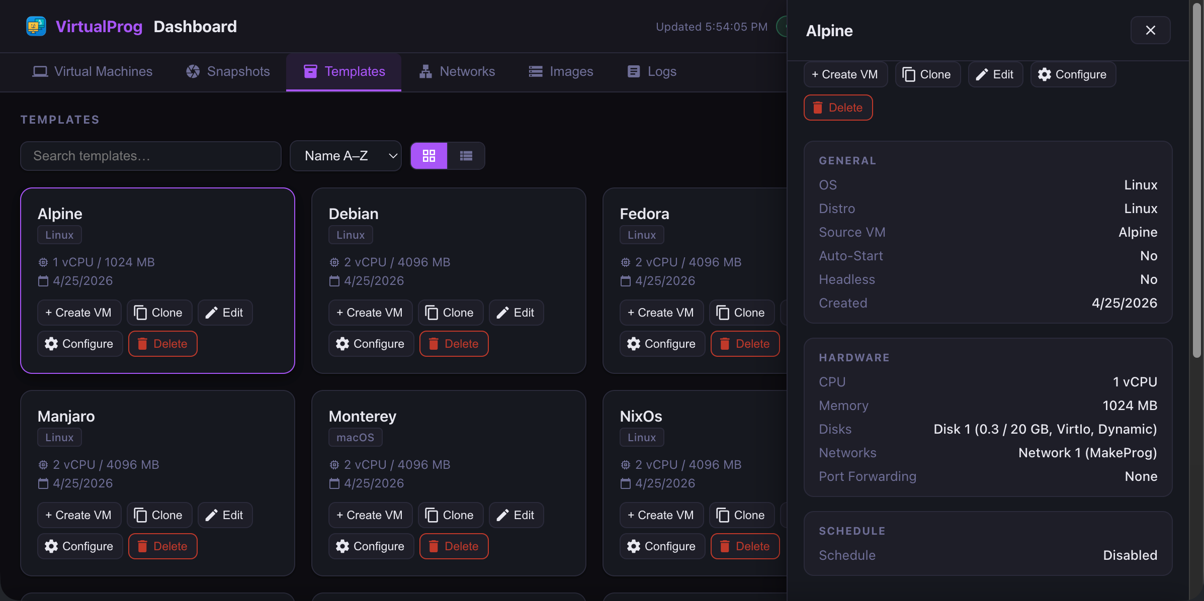 Web Dashboard - Templates